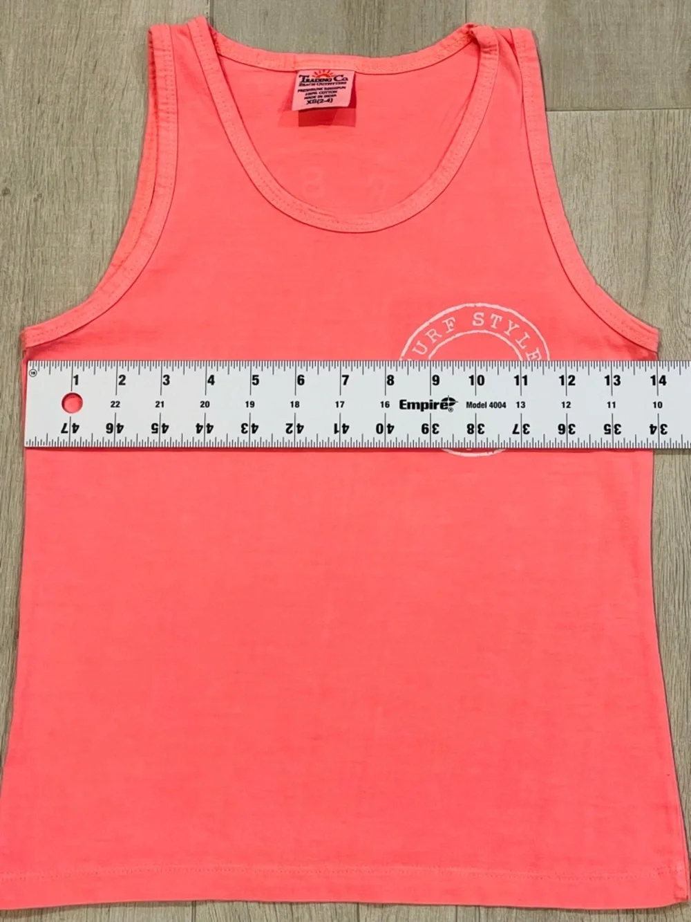 Trading Co Surf Style Clearwater Beach Neon Coral Tank Top Shark Graphic XS